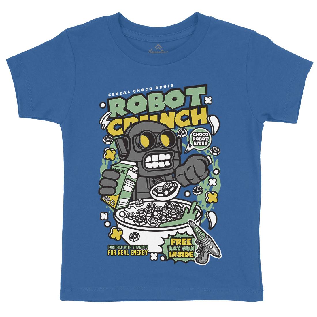 Robot Crunch Kids Organic Crew Neck T-Shirt Food C634