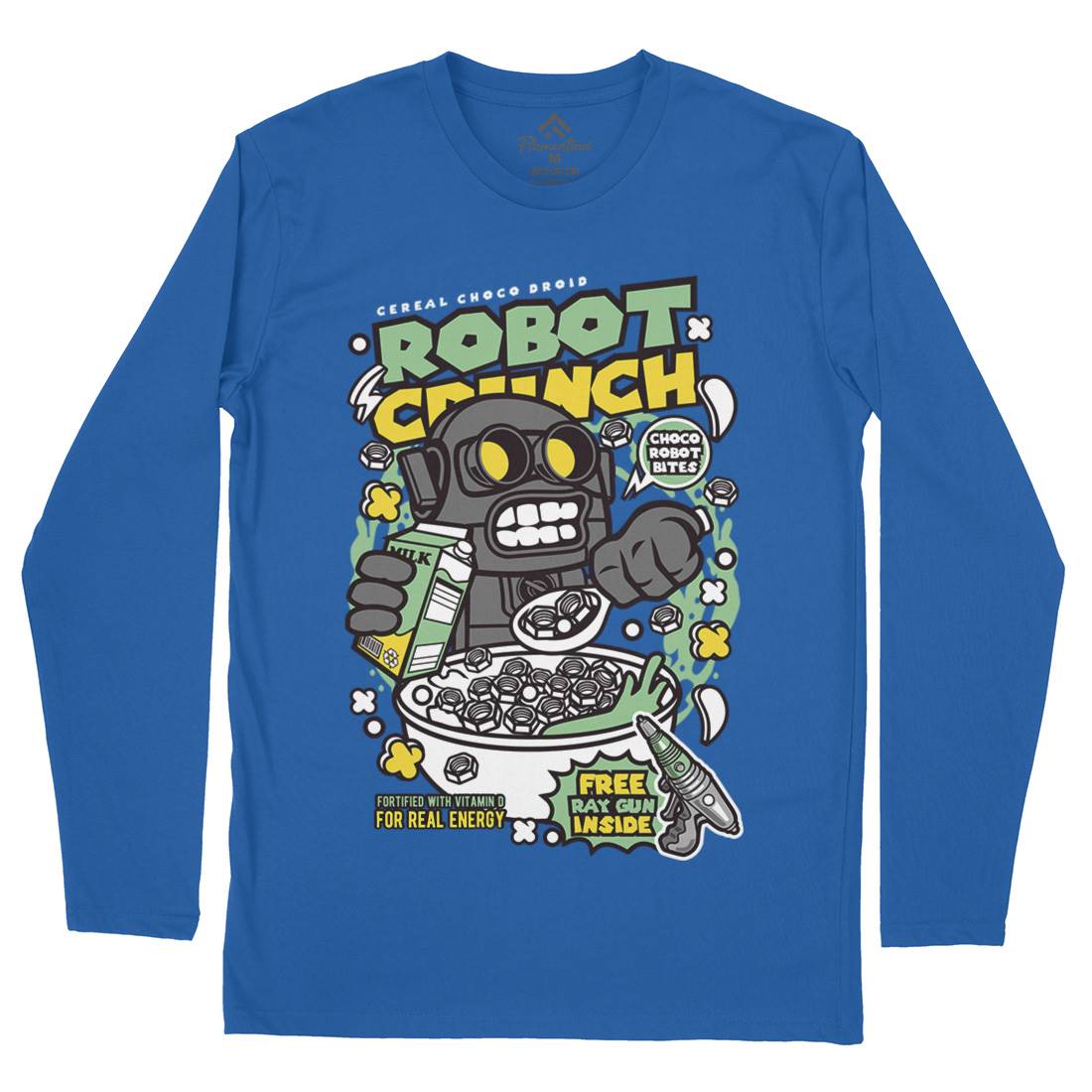 Robot Crunch Mens Long Sleeve T-Shirt Food C634