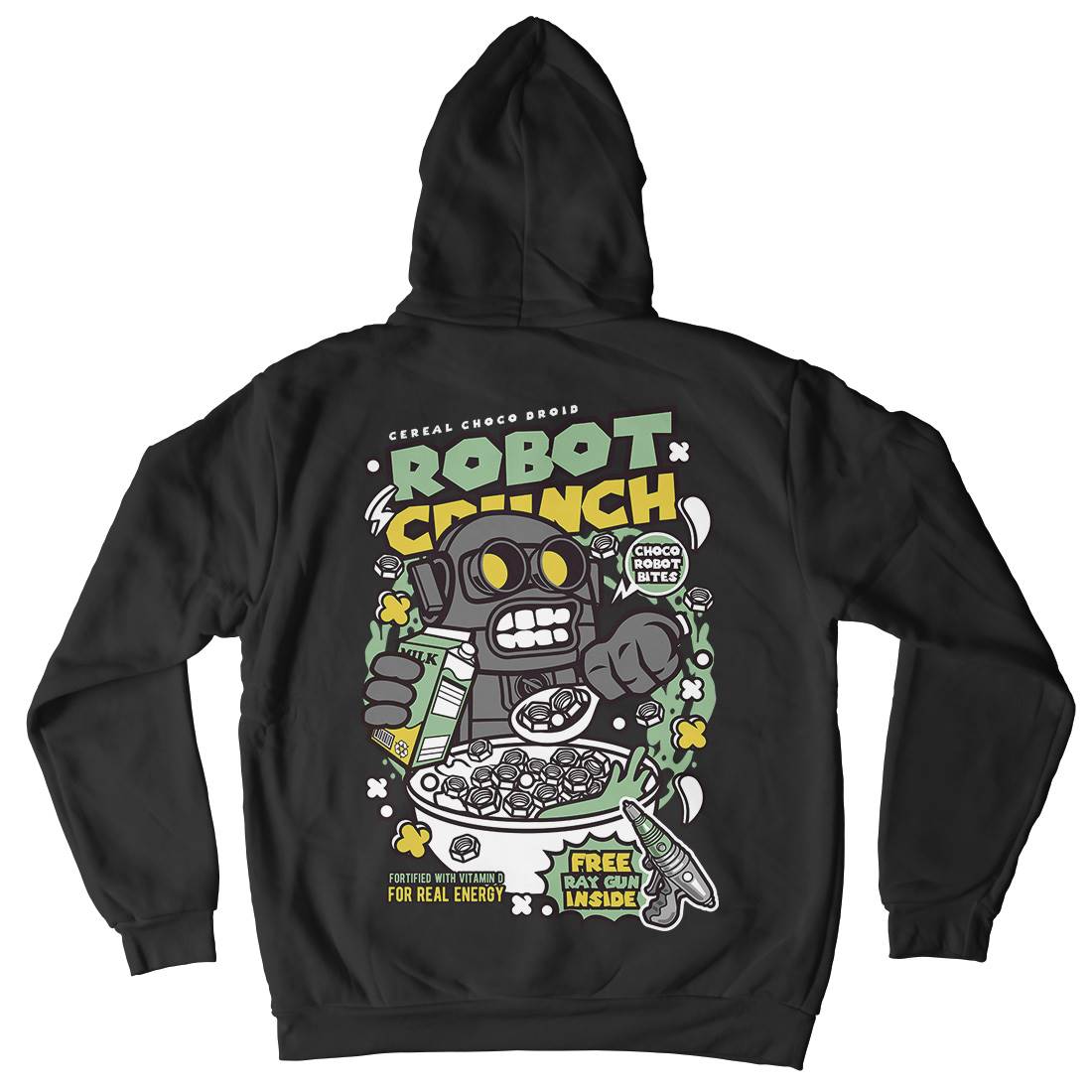 Robot Crunch Mens Hoodie With Pocket Food C634