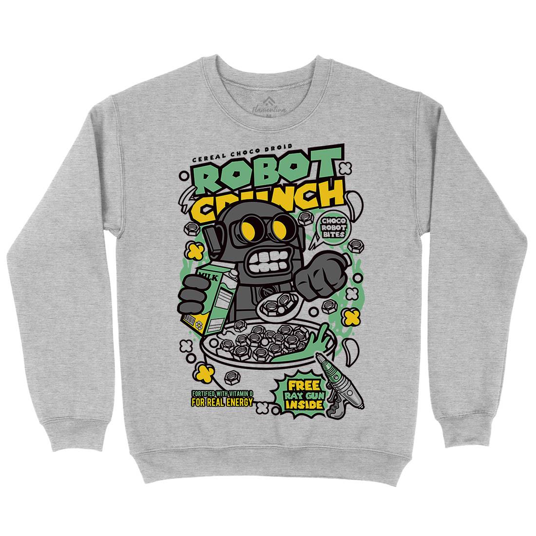 Robot Crunch Mens Crew Neck Sweatshirt Food C634