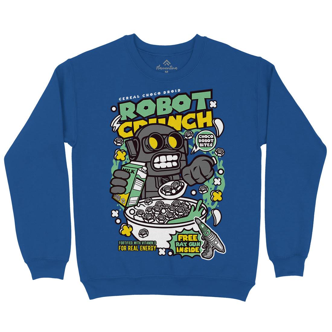 Robot Crunch Mens Crew Neck Sweatshirt Food C634