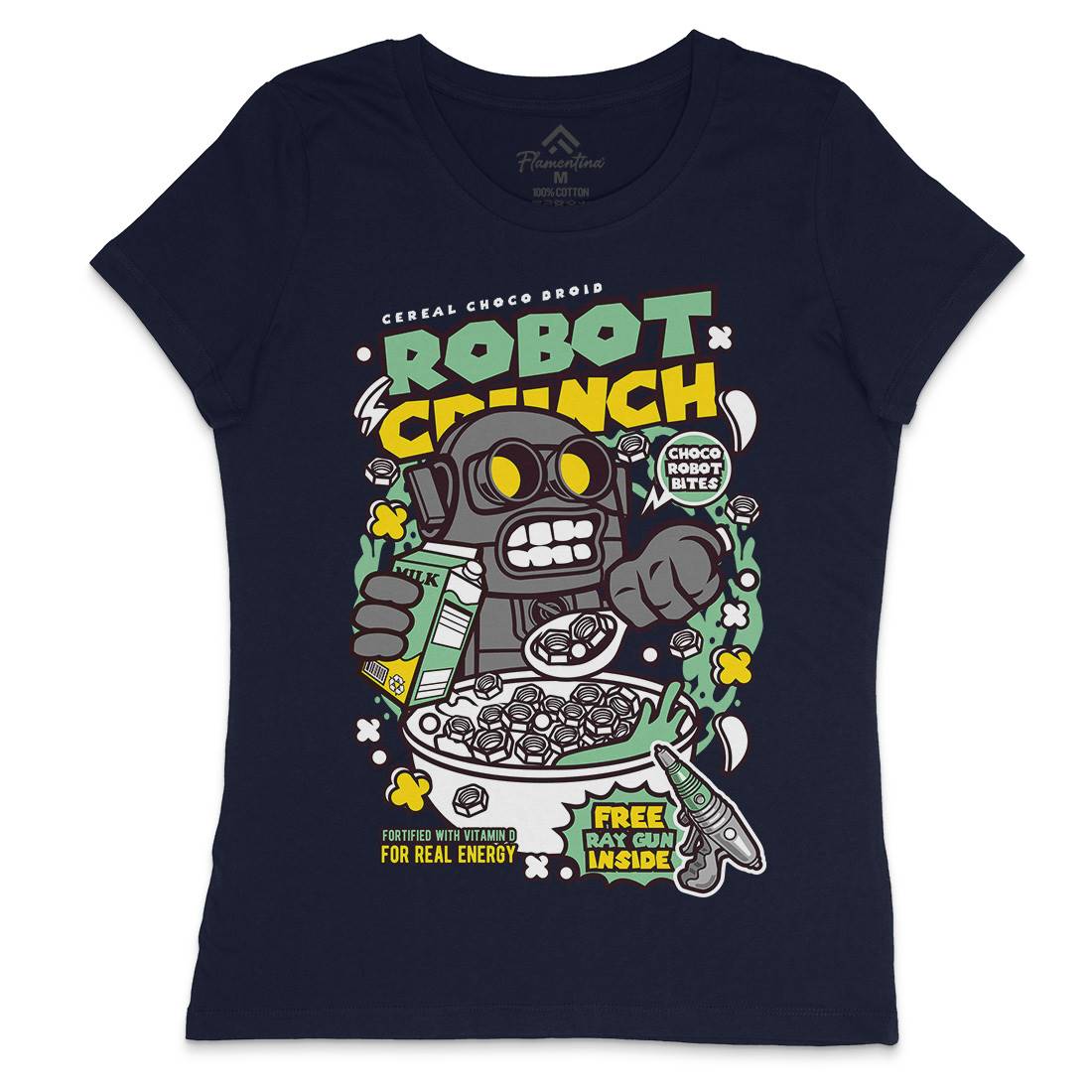 Robot Crunch Womens Crew Neck T-Shirt Food C634