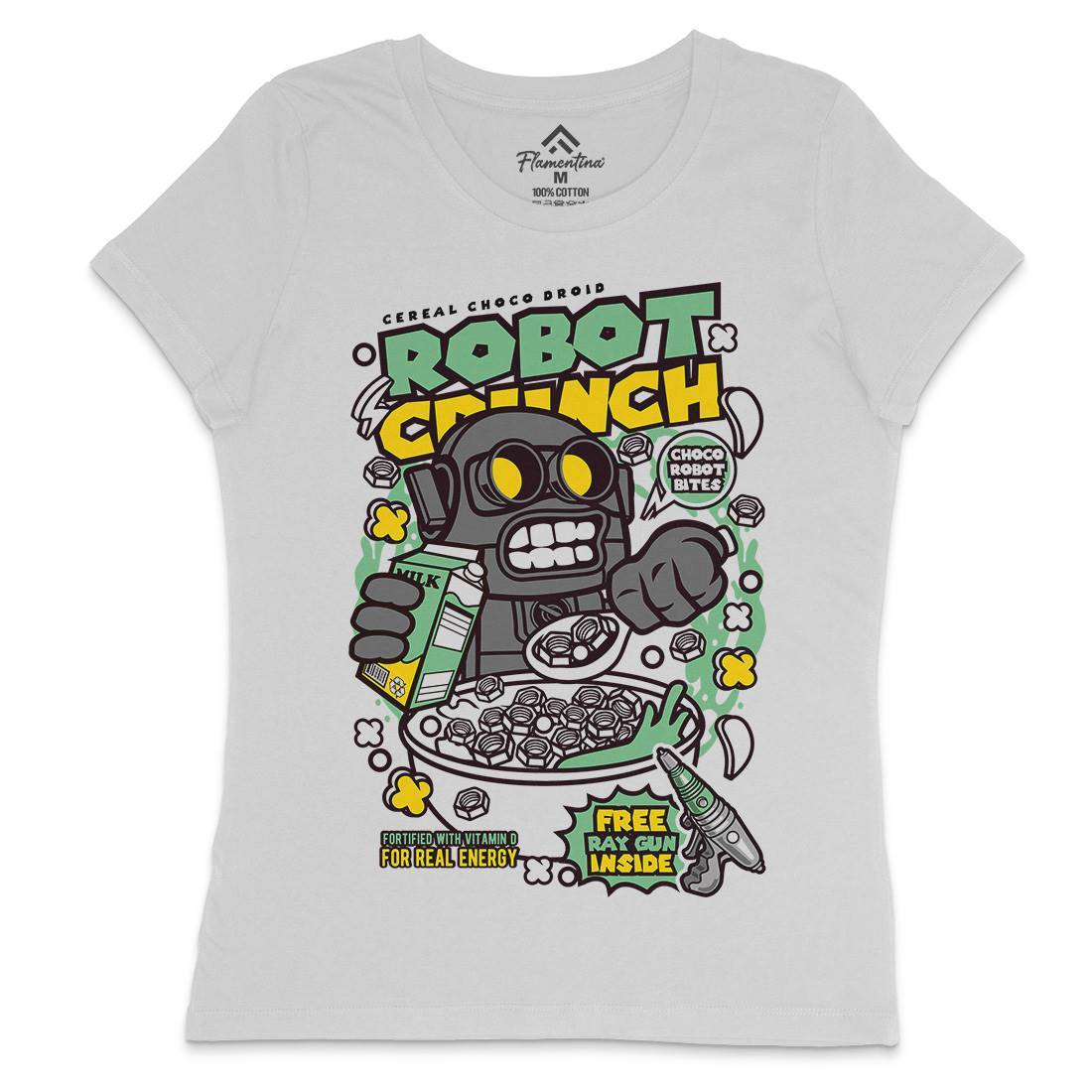 Robot Crunch Womens Crew Neck T-Shirt Food C634