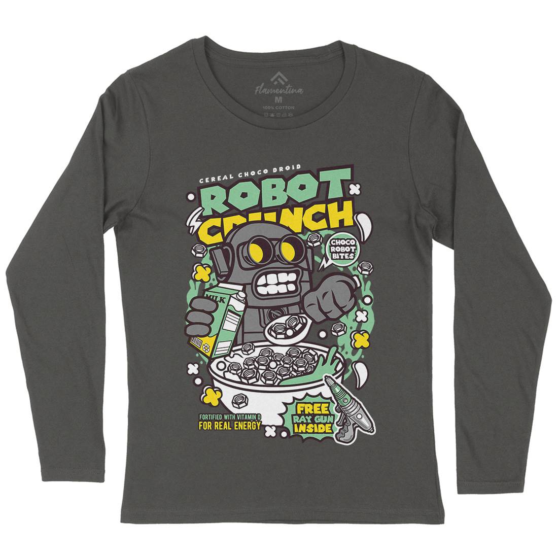 Robot Crunch Womens Long Sleeve T-Shirt Food C634