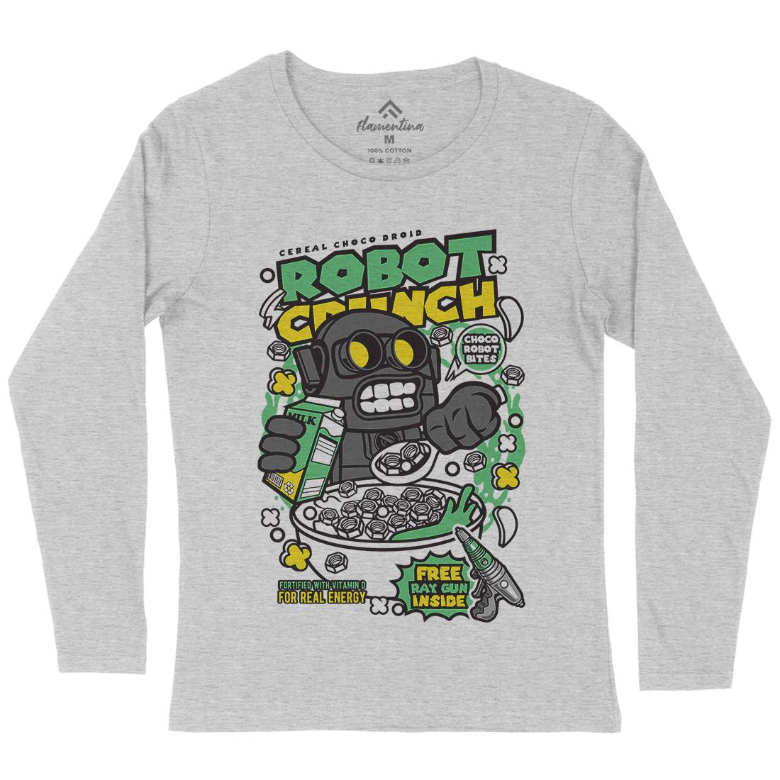 Robot Crunch Womens Long Sleeve T-Shirt Food C634