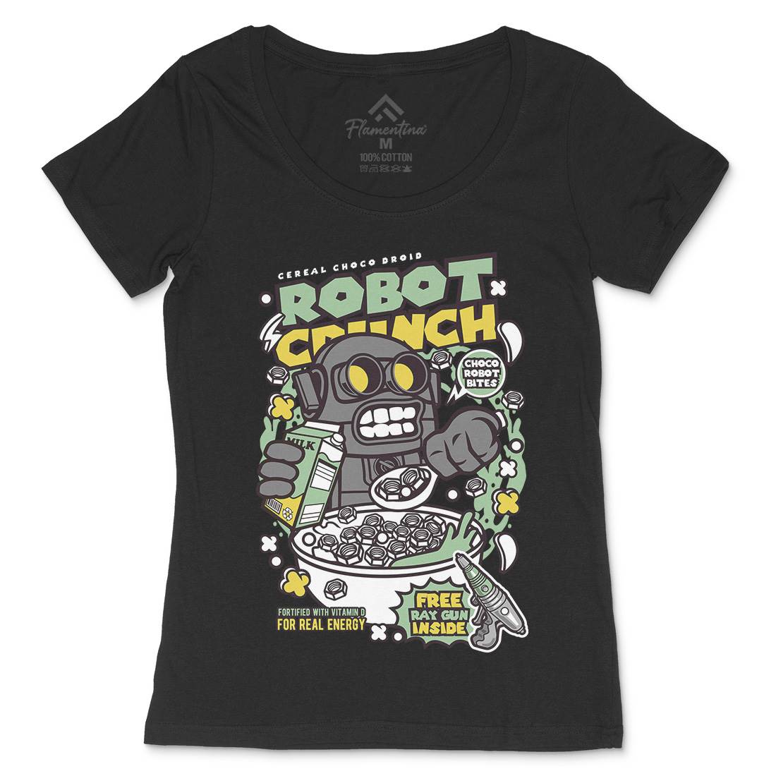 Robot Crunch Womens Scoop Neck T-Shirt Food C634