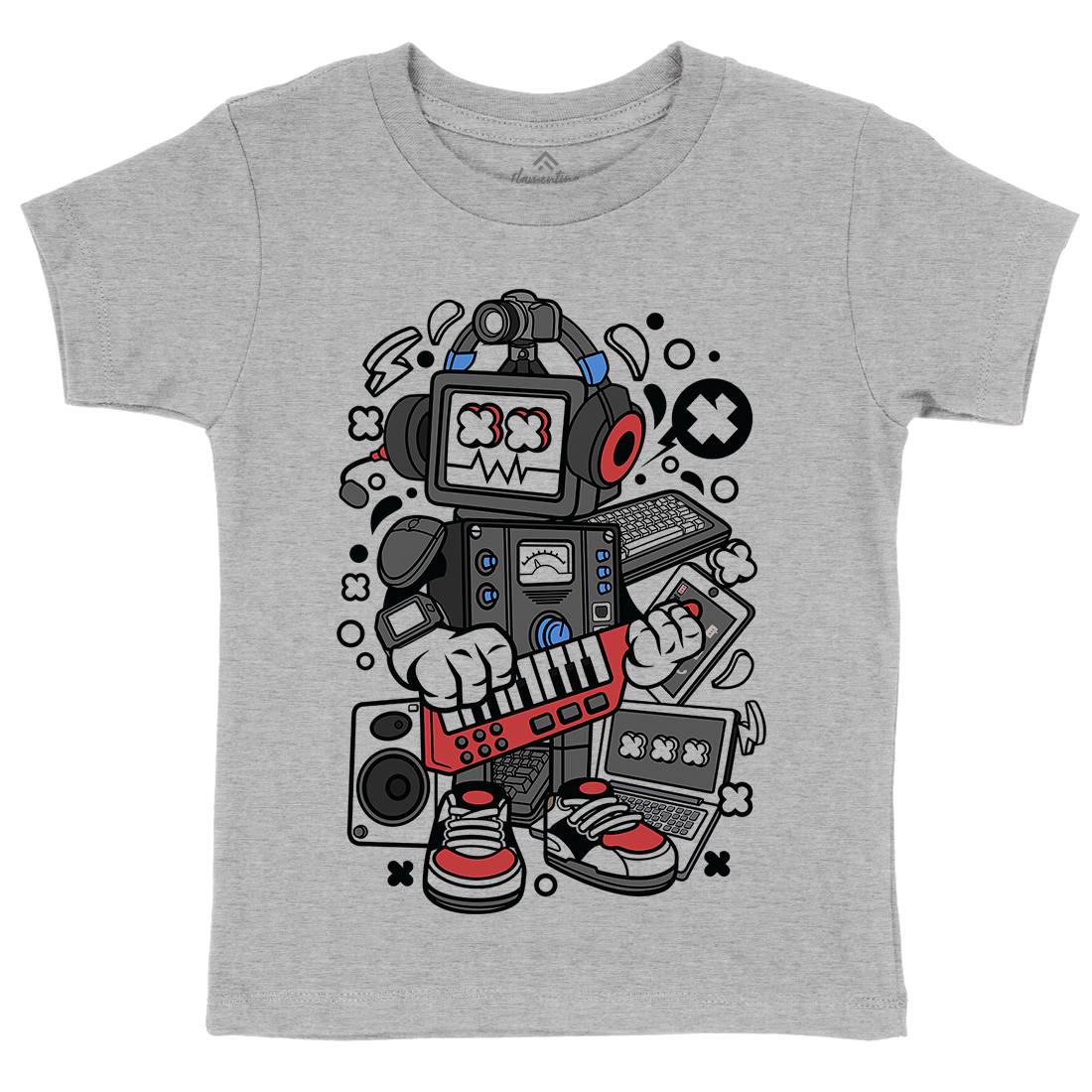 Robot Machine Kids Crew Neck T-Shirt Music C635