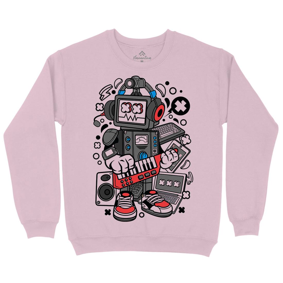 Robot Machine Kids Crew Neck Sweatshirt Music C635