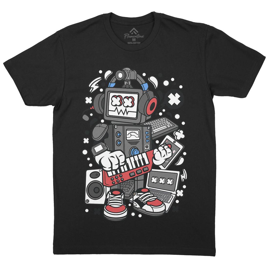 Robot Machine Mens Crew Neck T-Shirt Music C635
