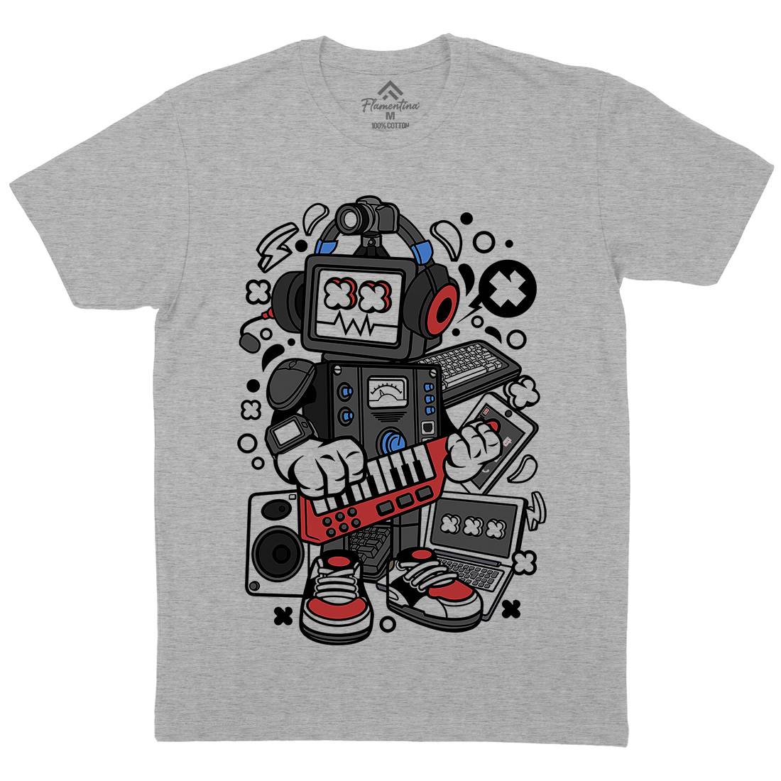 Robot Machine Mens Crew Neck T-Shirt Music C635