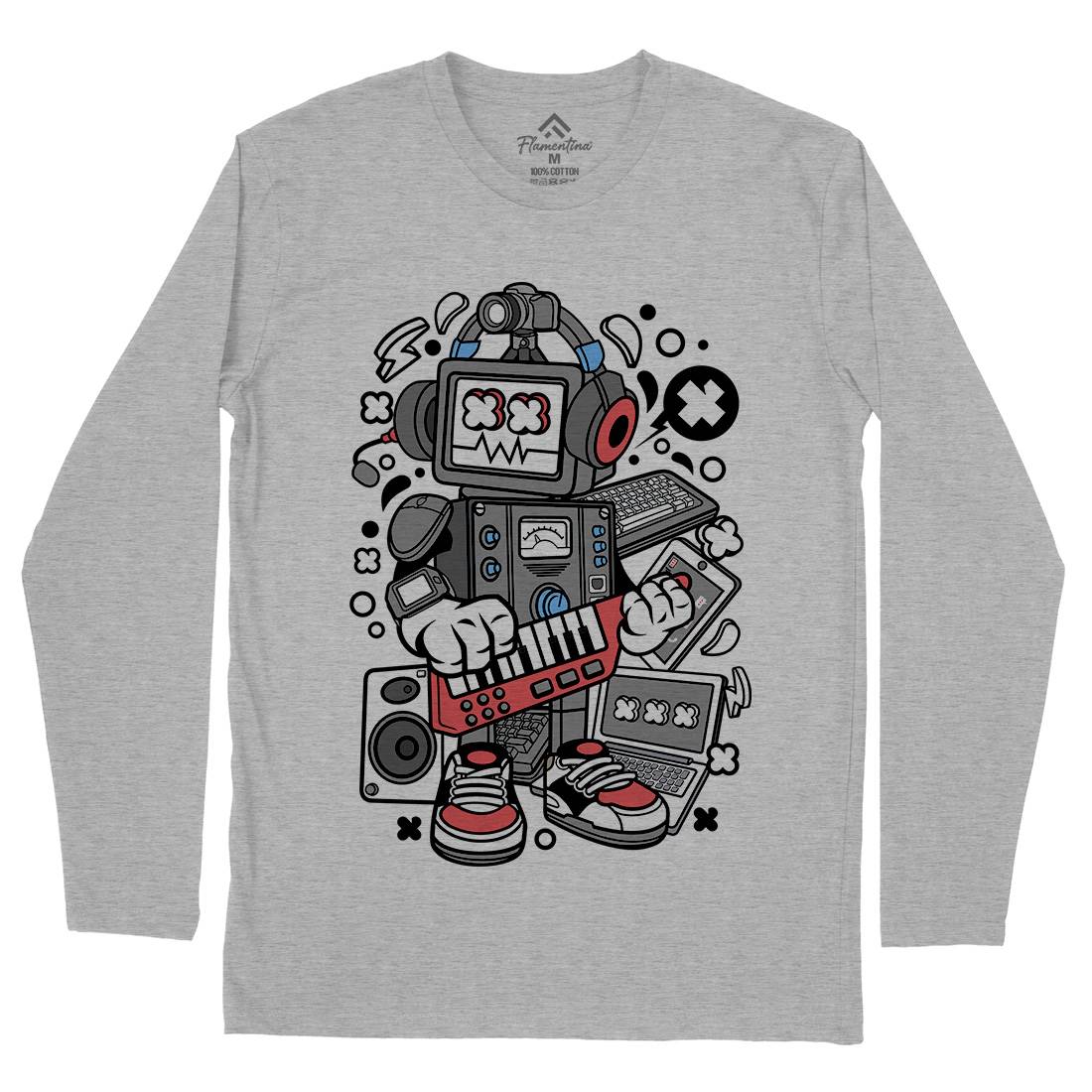 Robot Machine Mens Long Sleeve T-Shirt Music C635