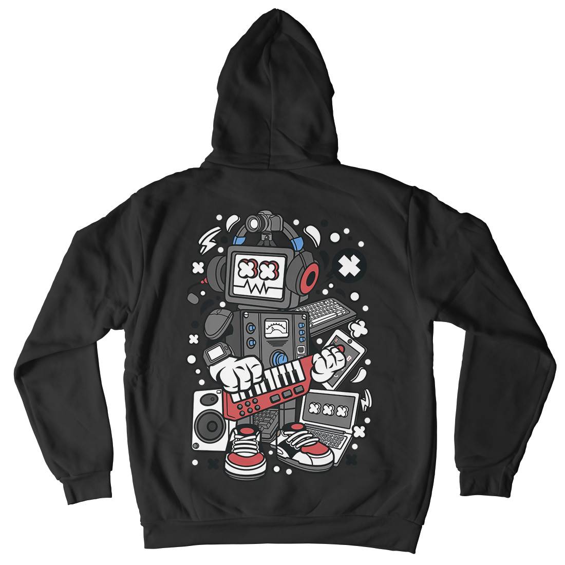 Robot Machine Kids Crew Neck Hoodie Music C635