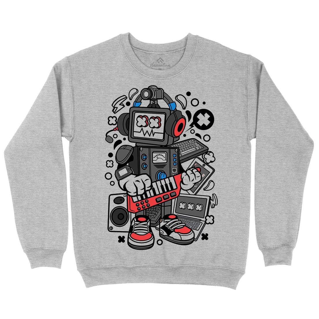 Robot Machine Mens Crew Neck Sweatshirt Music C635