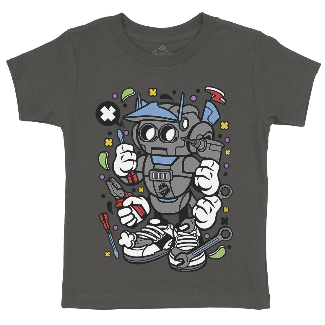 Robot Tools Kids Crew Neck T-Shirt Work C636
