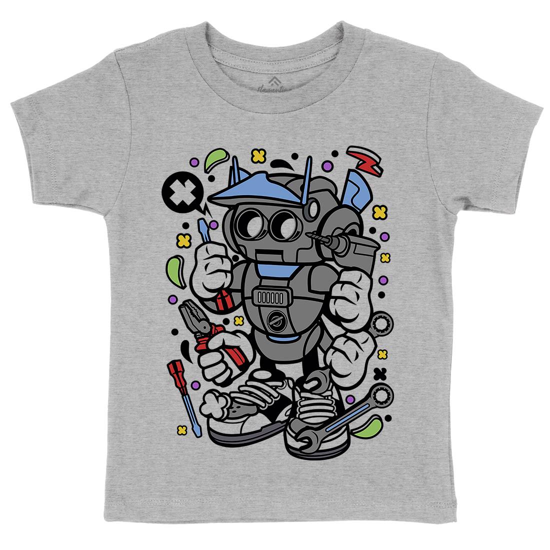 Robot Tools Kids Organic Crew Neck T-Shirt Work C636