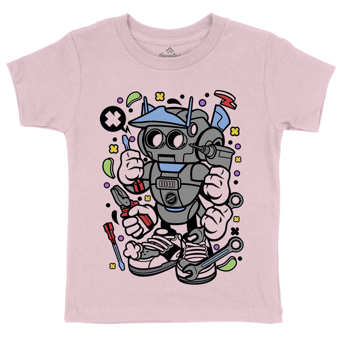 Robot Tools Kids Organic Crew Neck T-Shirt Work C636