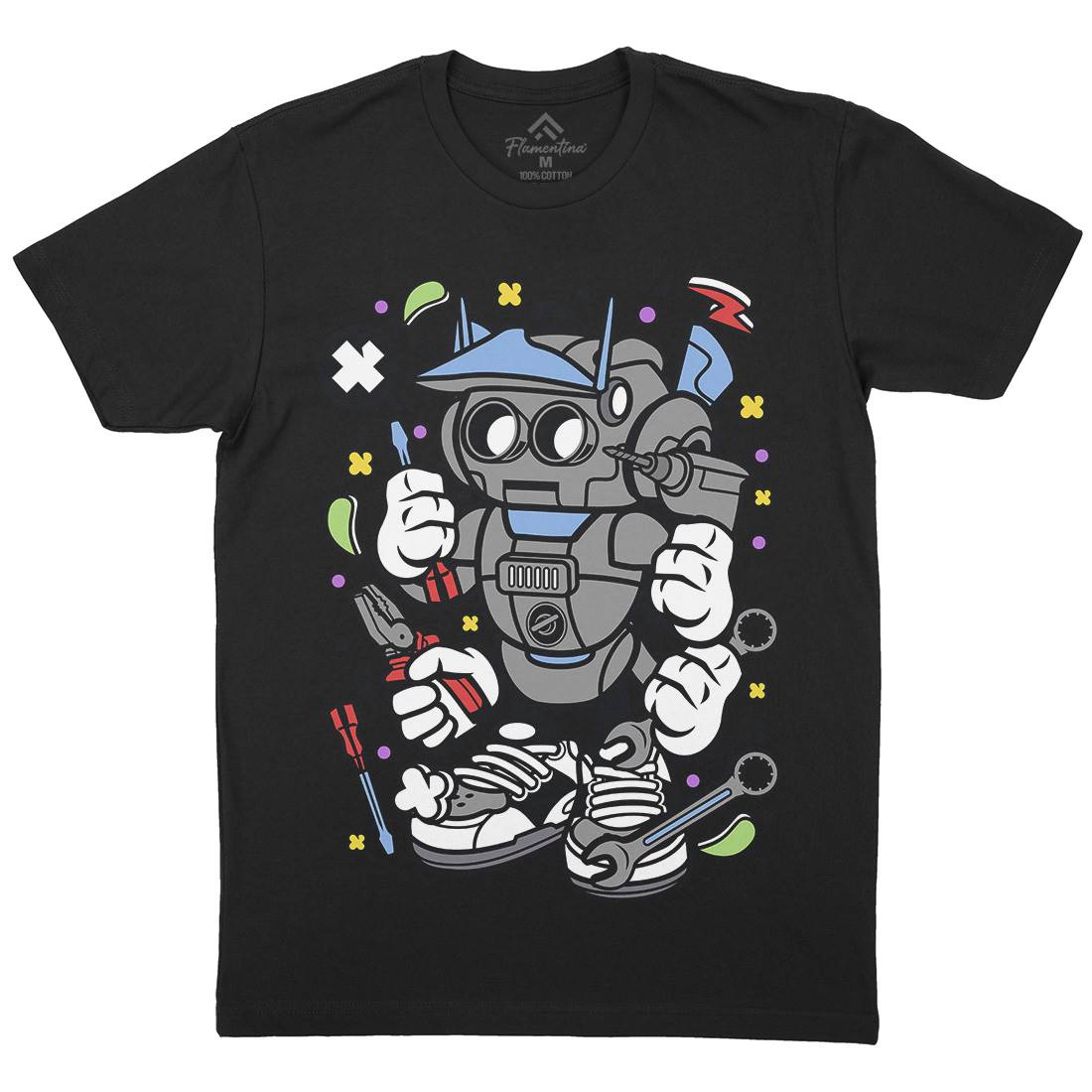 Robot Tools Mens Crew Neck T-Shirt Work C636