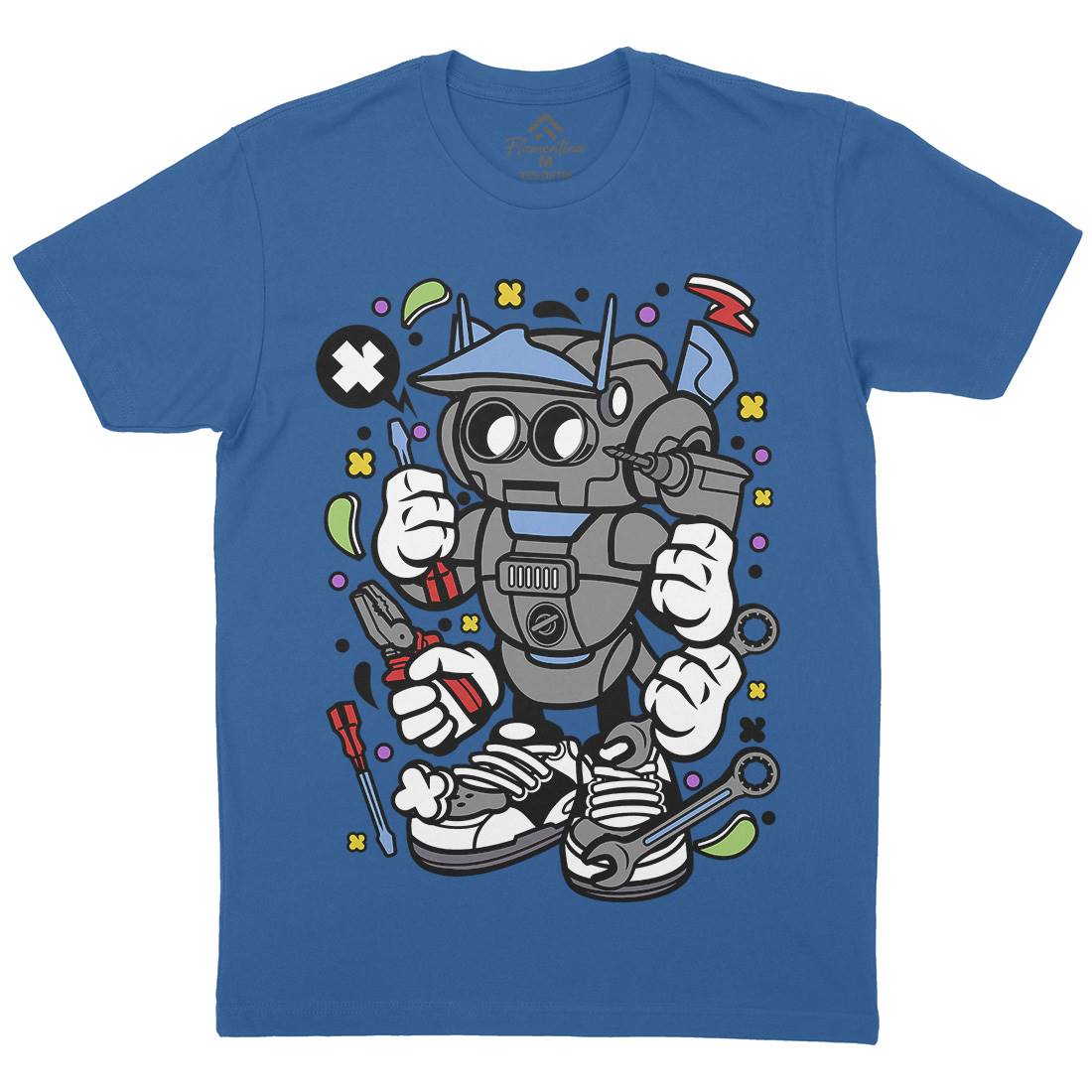 Robot Tools Mens Organic Crew Neck T-Shirt Work C636