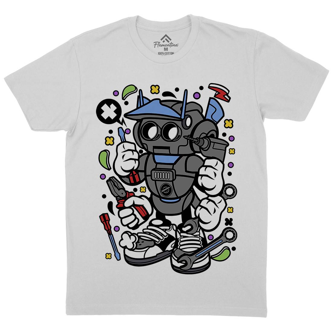 Robot Tools Mens Crew Neck T-Shirt Work C636