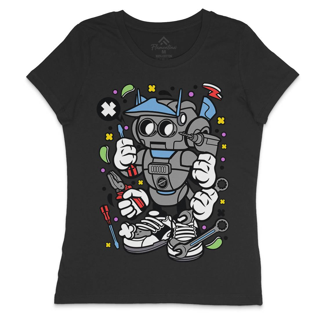 Robot Tools Womens Crew Neck T-Shirt Work C636