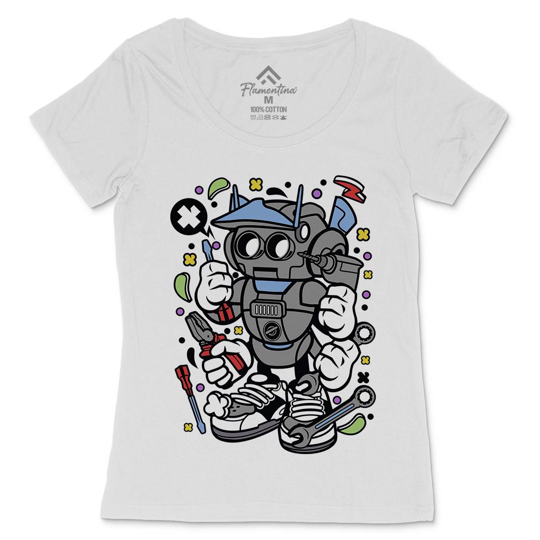 Robot Tools Womens Scoop Neck T-Shirt Work C636