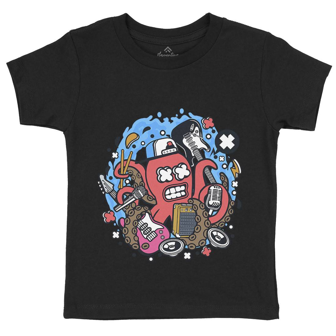 Rock Octopus Kids Organic Crew Neck T-Shirt Music C637