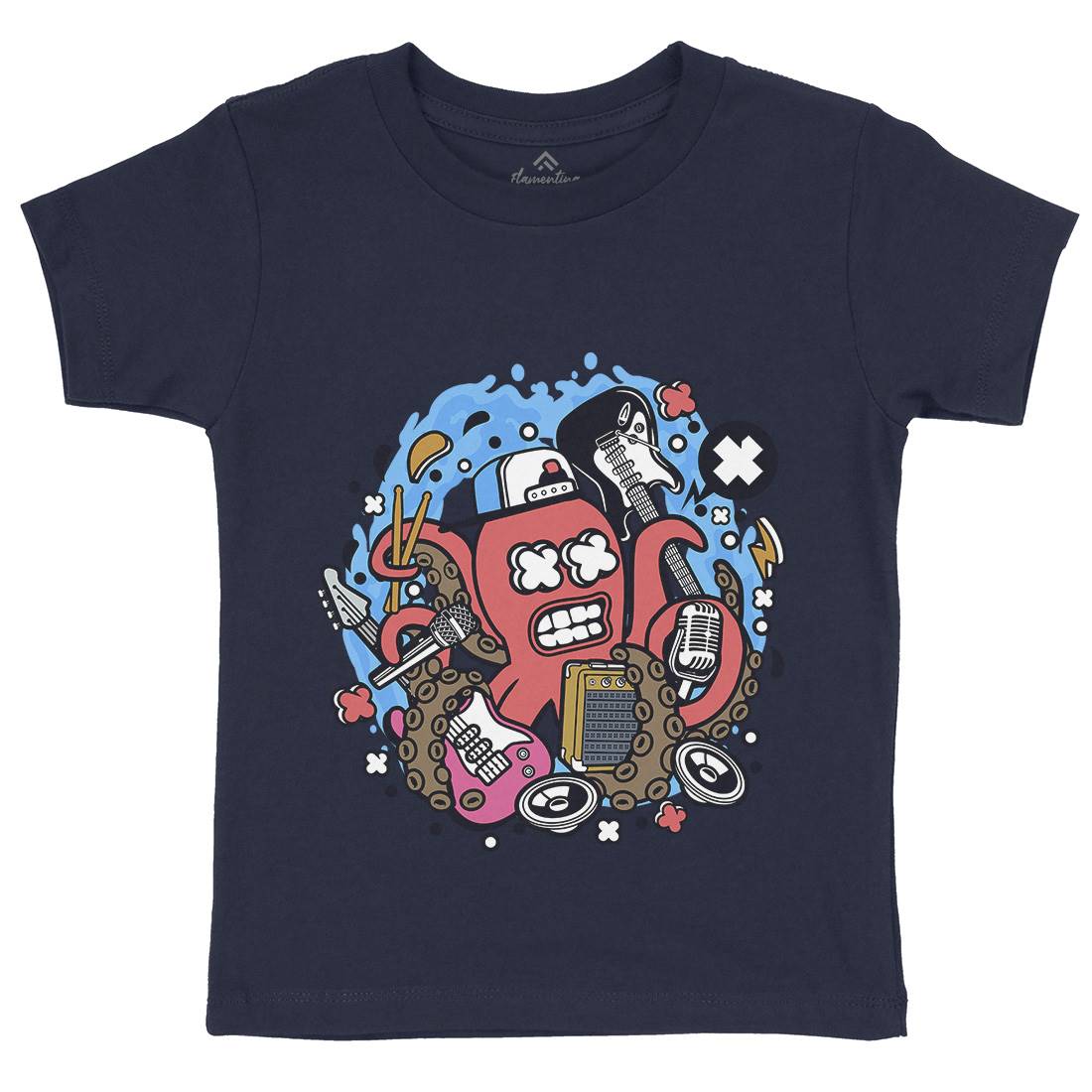 Rock Octopus Kids Organic Crew Neck T-Shirt Music C637