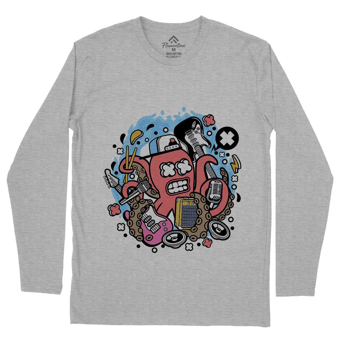 Rock Octopus Mens Long Sleeve T-Shirt Music C637