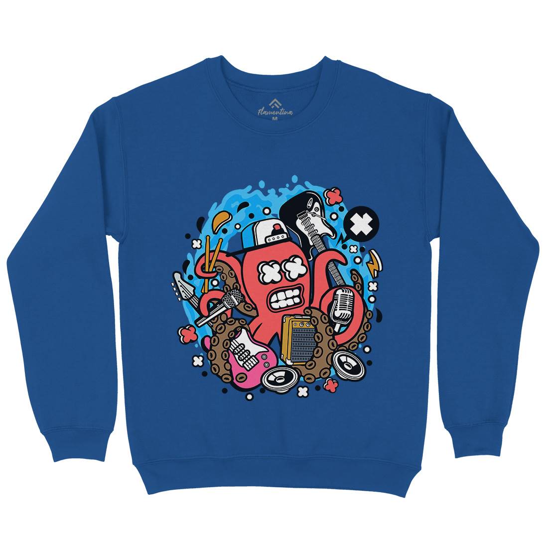 Rock Octopus Kids Crew Neck Sweatshirt Music C637