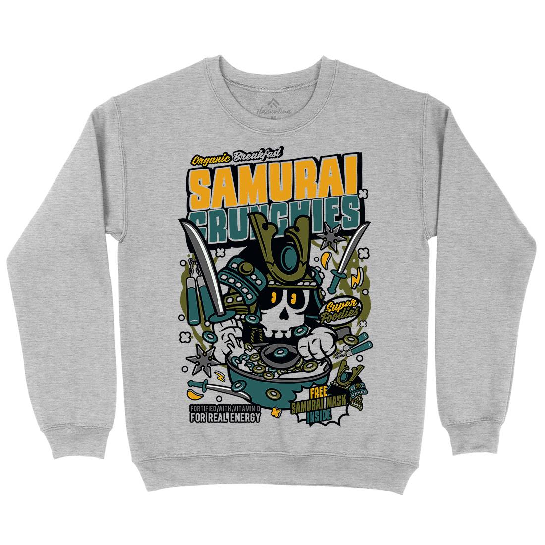 Samurai Crunches Mens Crew Neck Sweatshirt Food C639
