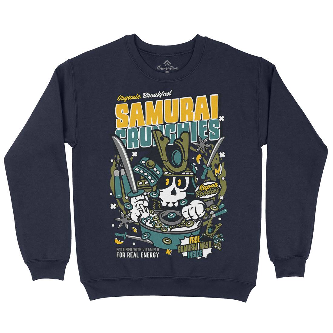 Samurai Crunches Mens Crew Neck Sweatshirt Food C639