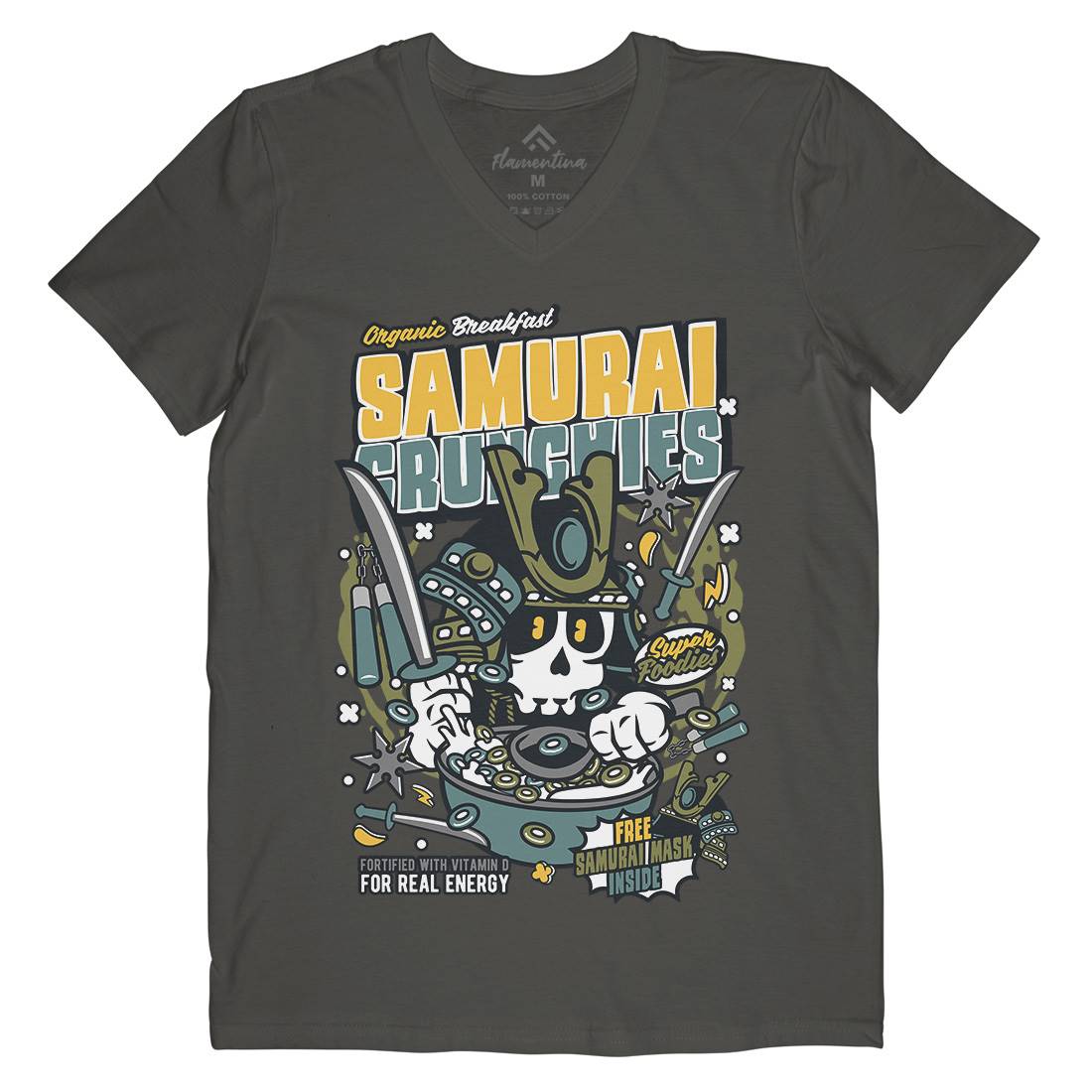 Samurai Crunches Mens V-Neck T-Shirt Food C639