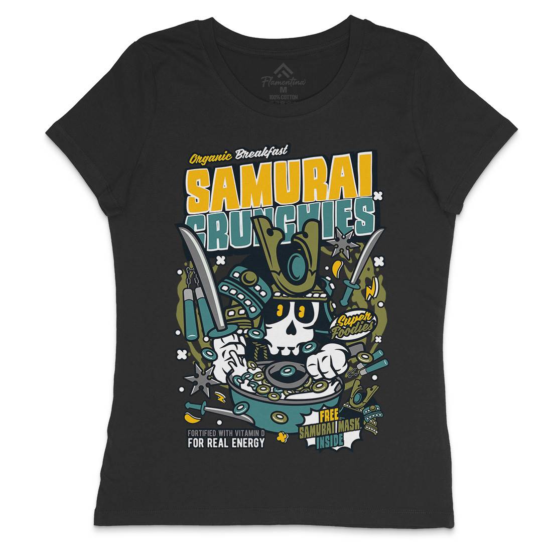 Samurai Crunches Womens Crew Neck T-Shirt Food C639