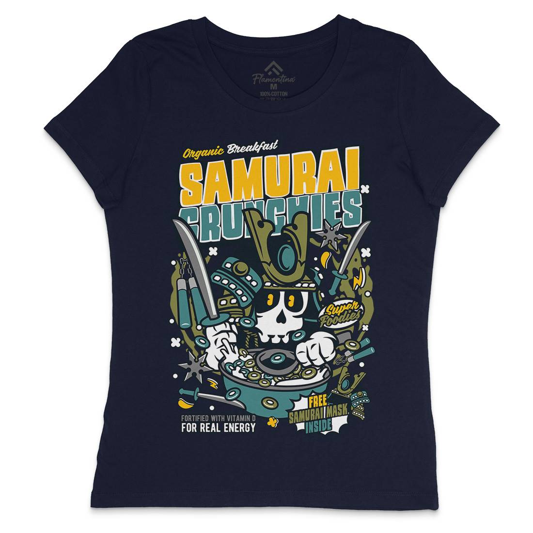 Samurai Crunches Womens Crew Neck T-Shirt Food C639