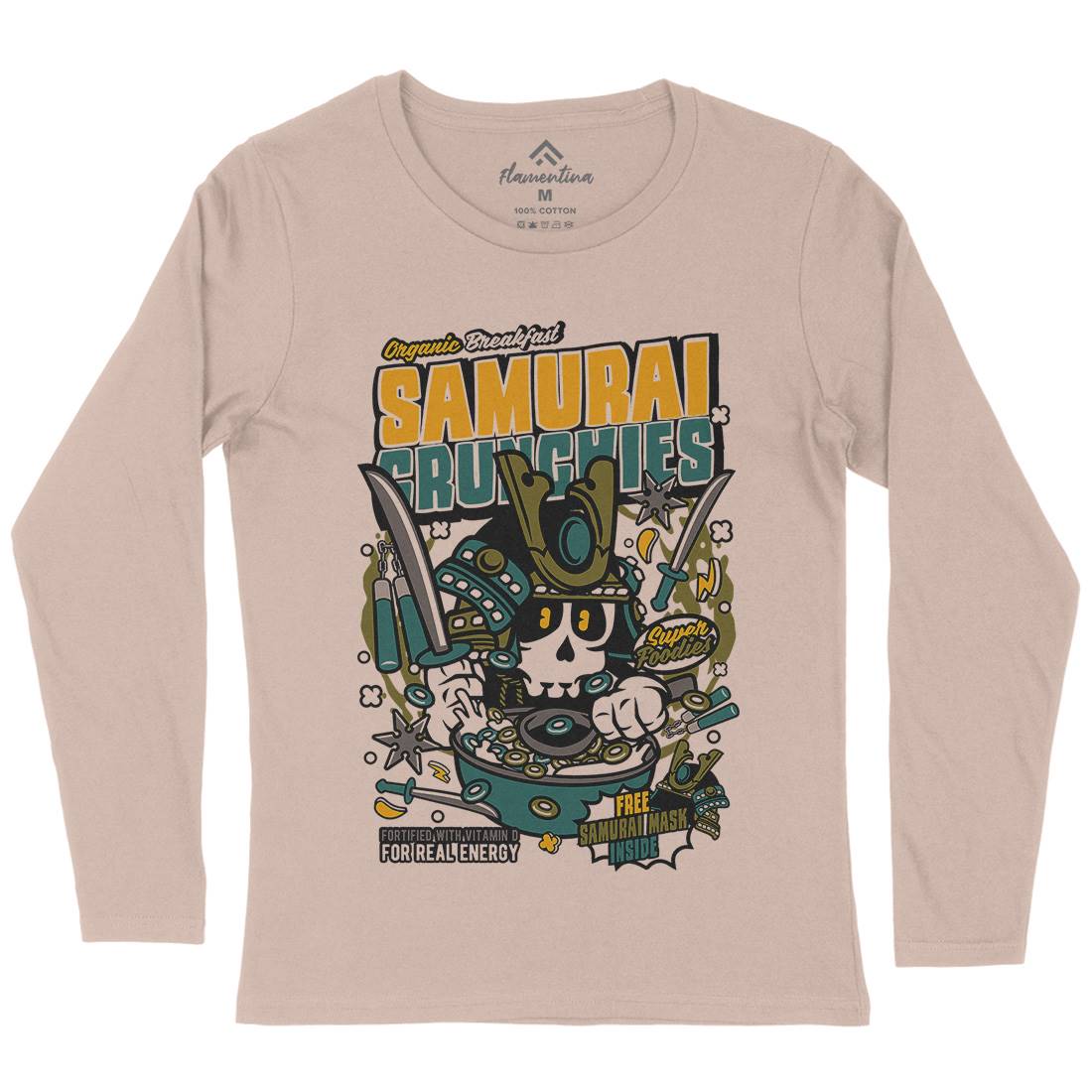 Samurai Crunches Womens Long Sleeve T-Shirt Food C639