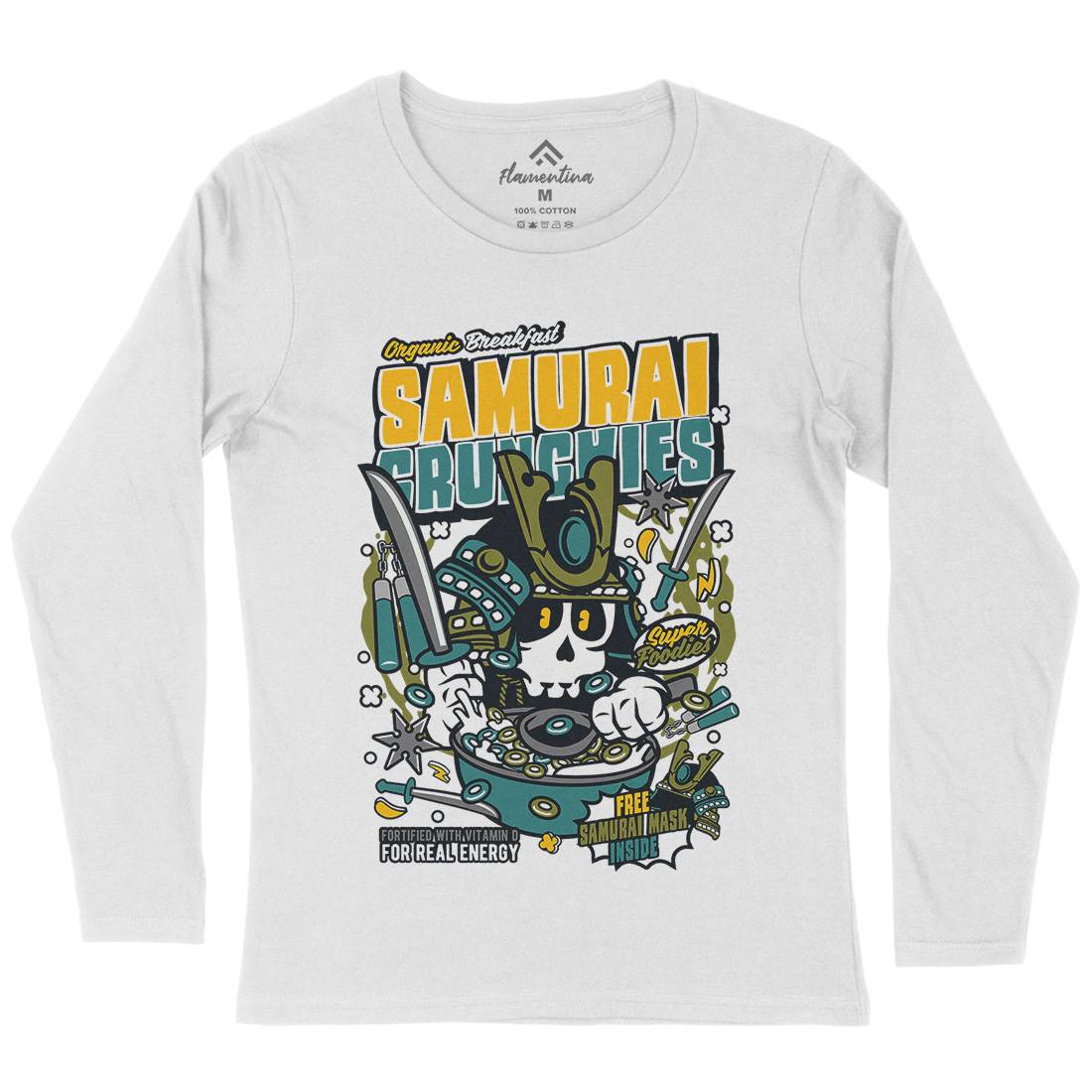 Samurai Crunches Womens Long Sleeve T-Shirt Food C639