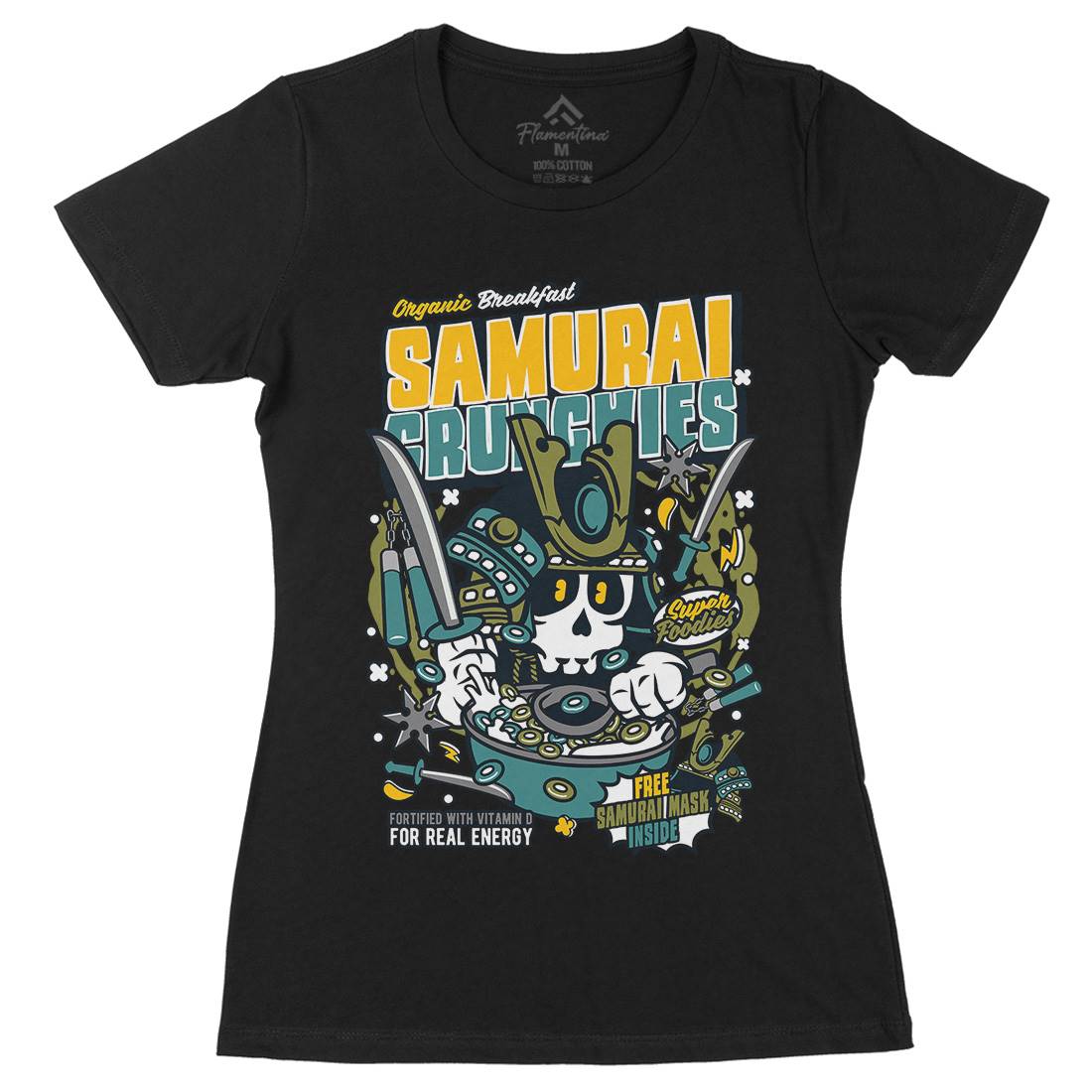 Samurai Crunches Womens Organic Crew Neck T-Shirt Food C639