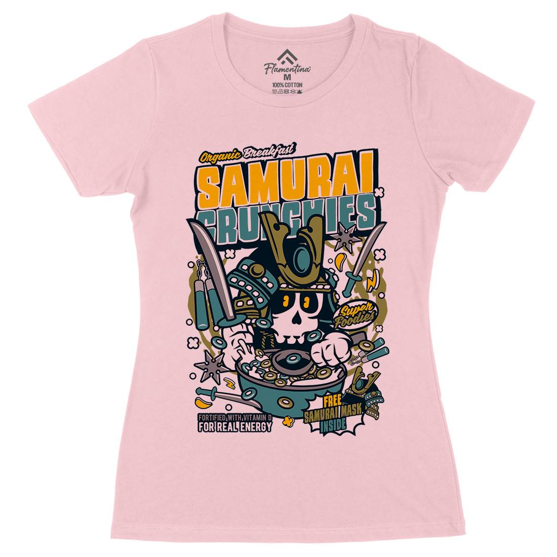 Samurai Crunches Womens Organic Crew Neck T-Shirt Food C639