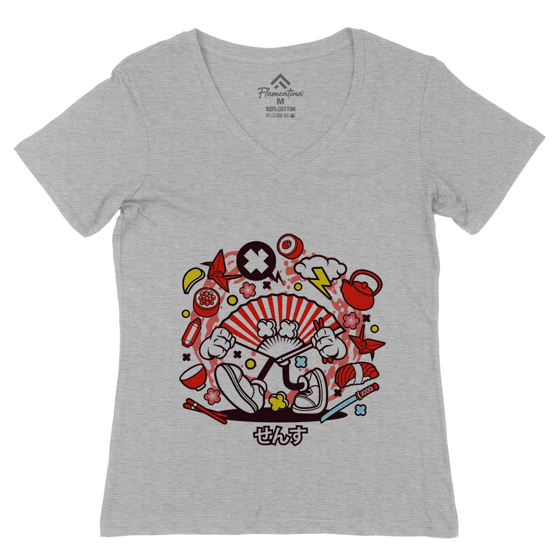 Sense Womens Organic V-Neck T-Shirt Asian C642