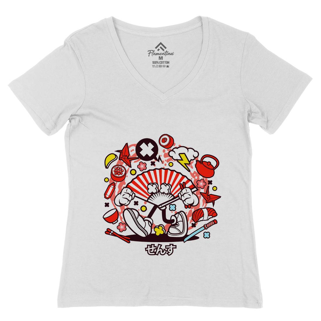 Sense Womens Organic V-Neck T-Shirt Asian C642