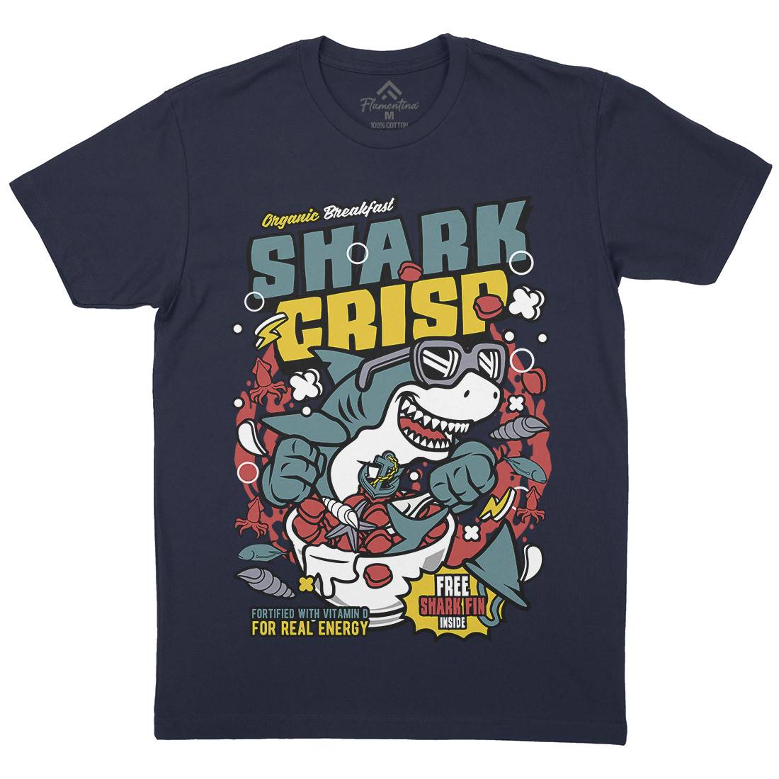 Shark Crisp Mens Organic Crew Neck T-Shirt Food C643
