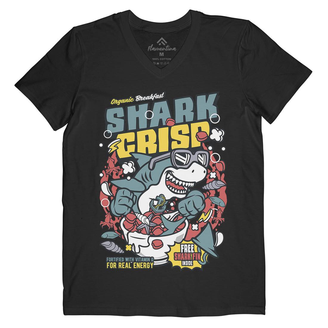 Shark Crisp Mens V-Neck T-Shirt Food C643
