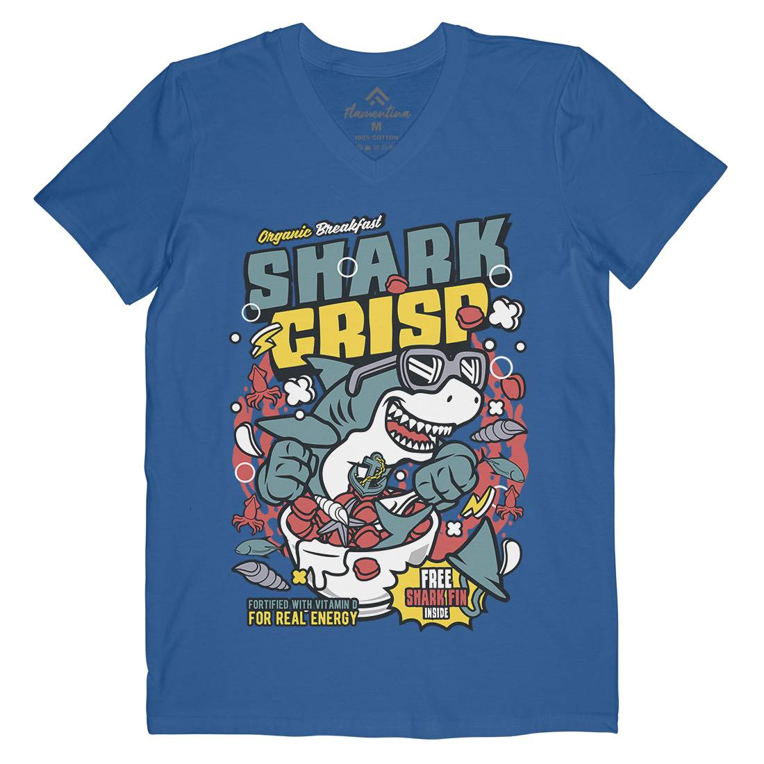Shark Crisp Mens V-Neck T-Shirt Food C643