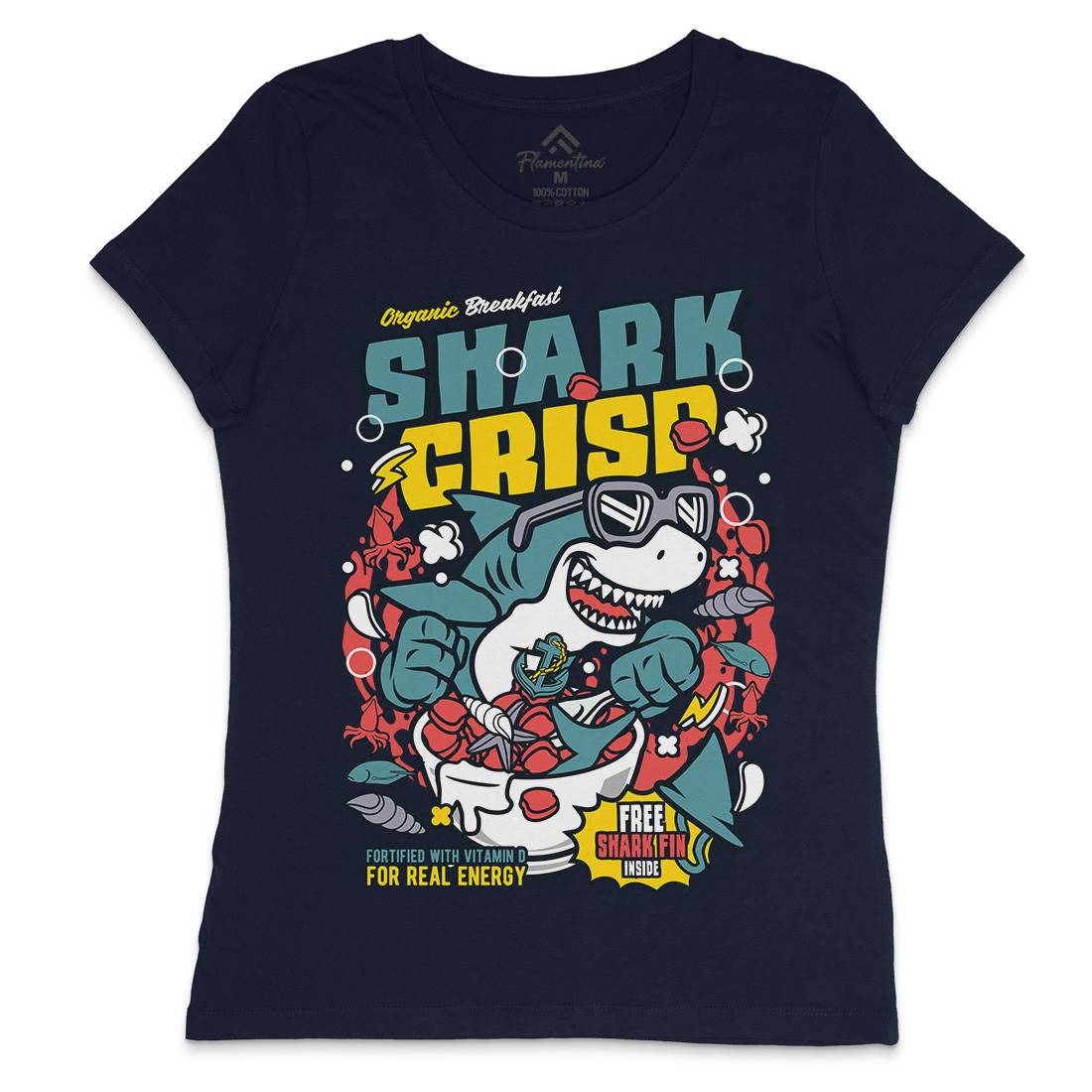Shark Crisp Womens Crew Neck T-Shirt Food C643