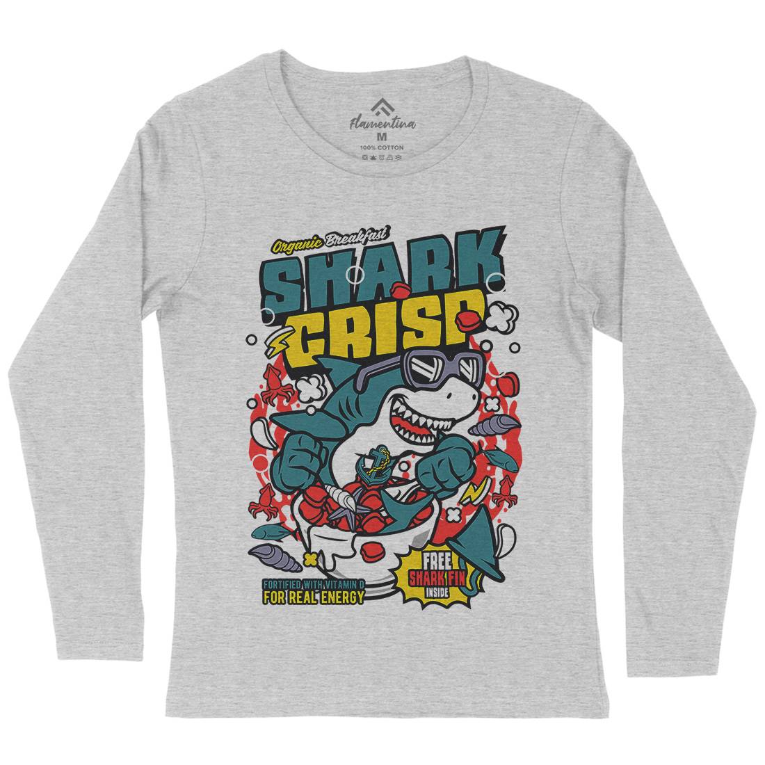 Shark Crisp Womens Long Sleeve T-Shirt Food C643