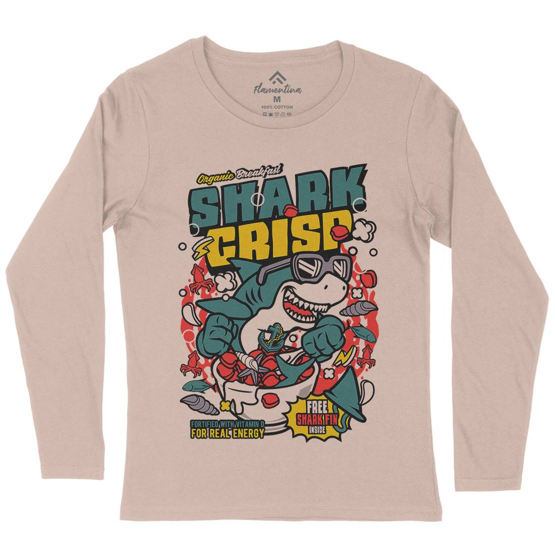 Shark Crisp Womens Long Sleeve T-Shirt Food C643