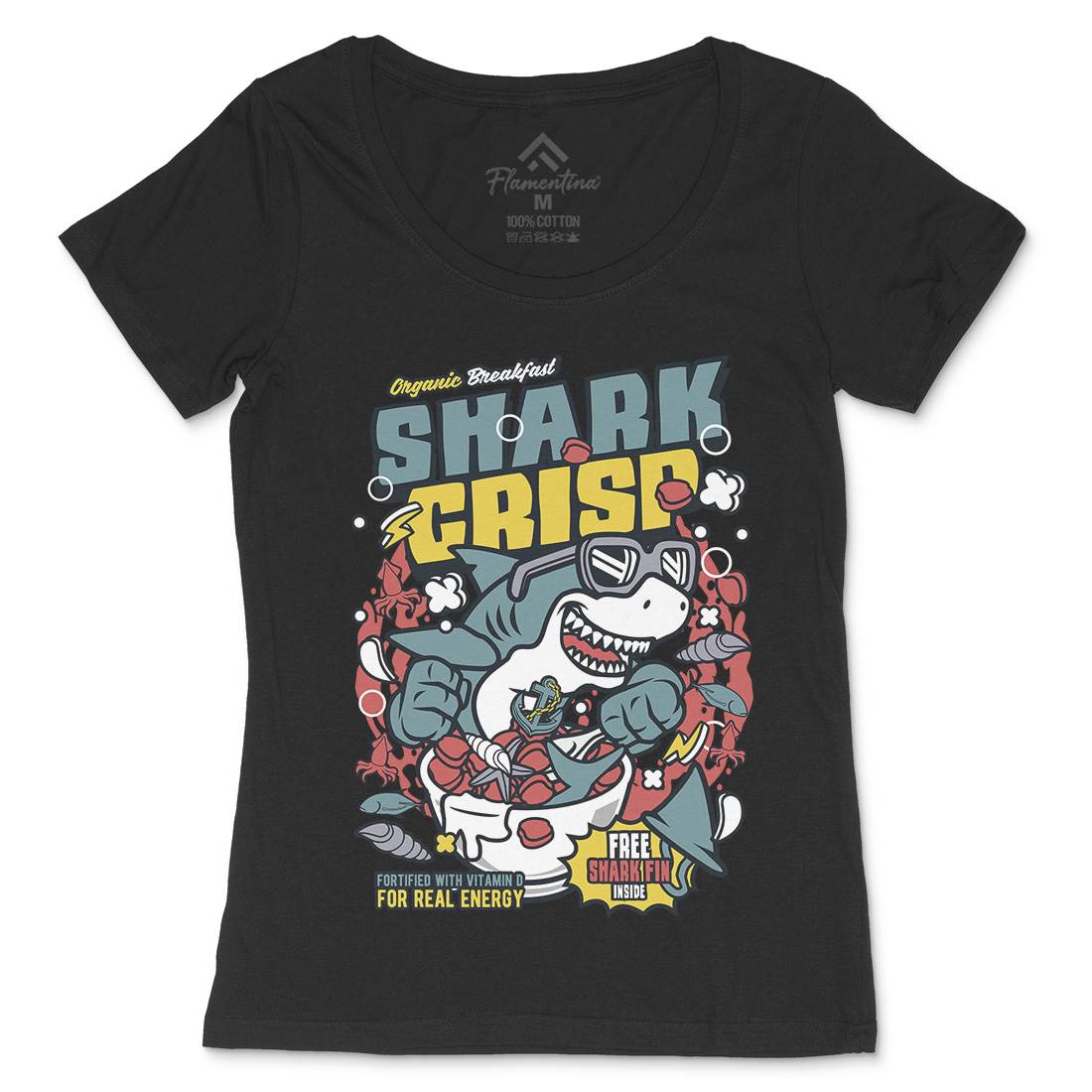 Shark Crisp Womens Scoop Neck T-Shirt Food C643