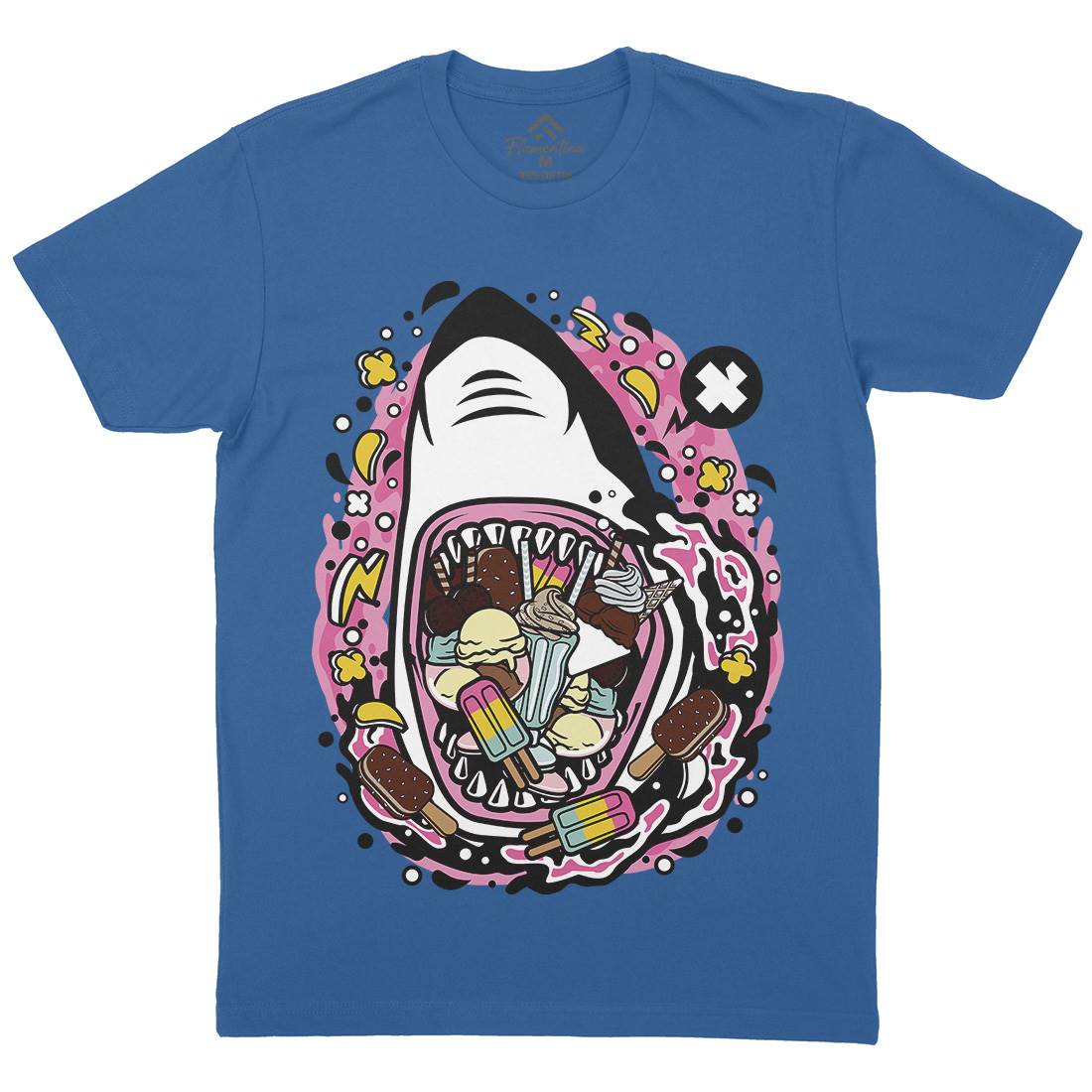 Shark Ice Cream Mens Crew Neck T-Shirt Food C644