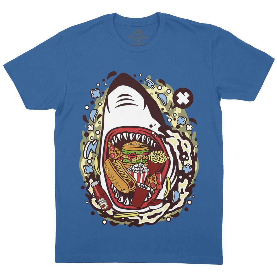 Shark Junk Mens Organic Crew Neck T-Shirt Food C645