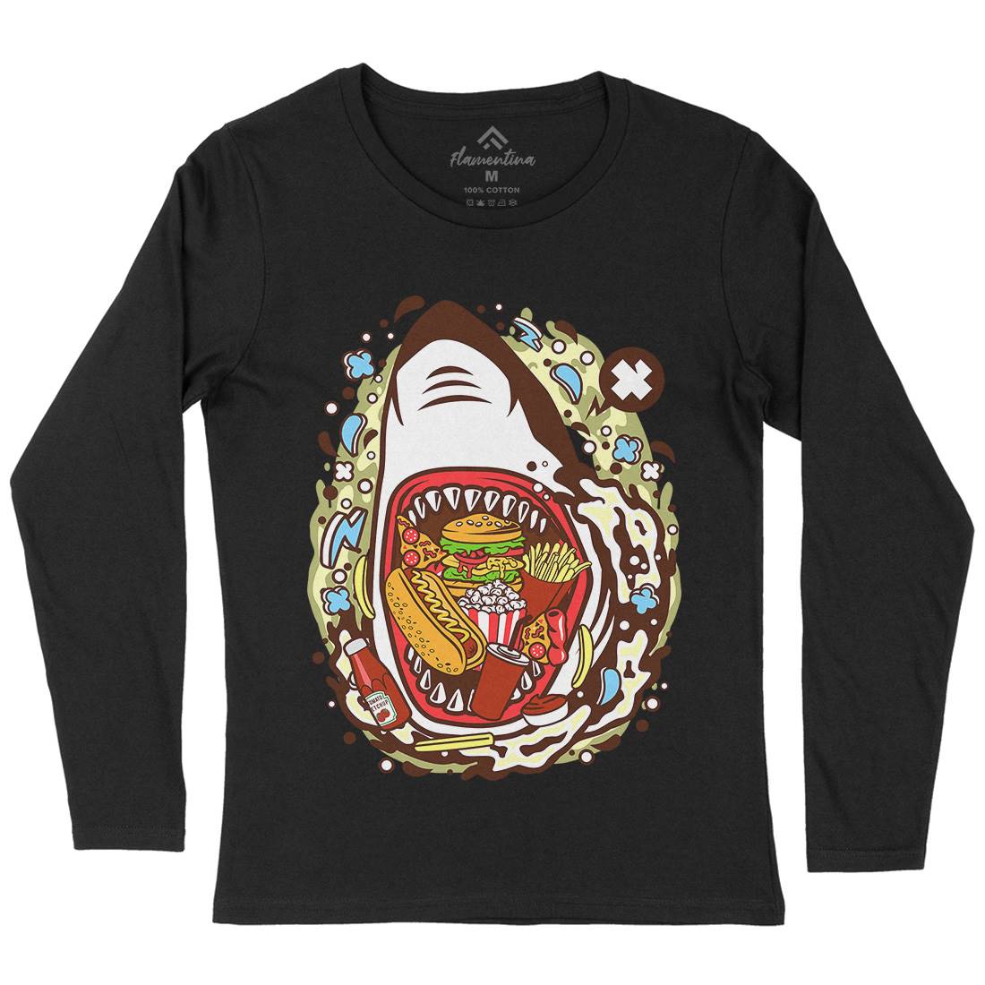 Shark Junk Womens Long Sleeve T-Shirt Food C645